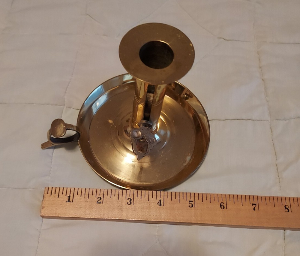 Sinbad brand Brass Candlestick - minor wear spot on pan - adjustable height EUC